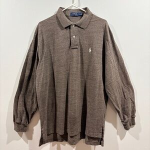 Polo Ralph Lauren Long Sleeve Polo Shirt Brown Cotton Classic Fit XL Men